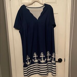 Elegant Navy Blue Anchor Dress